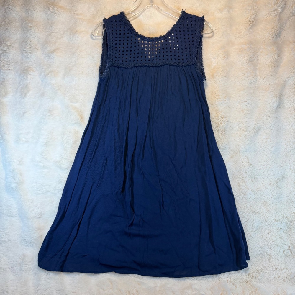 Tommy Bahama Navy Blue Eyelet Lace Tassel Shift Dress Mens M TSW91432C